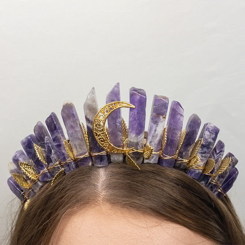 Amethyst With Fall Moon Goddess Crystal Crown