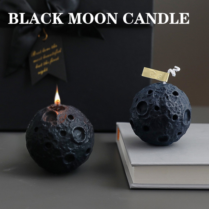 Handmade Black Moon Candle