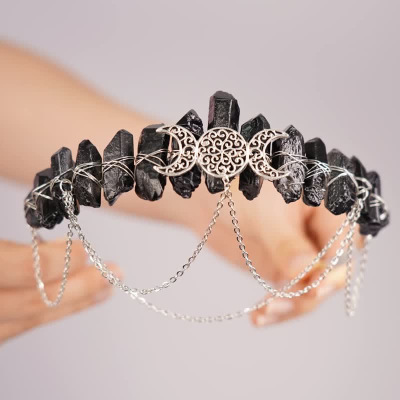Cresent Moon Goddess Natural Crystal Crown