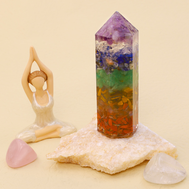 Chakra Hexagon Cone Crystal Wands Tower