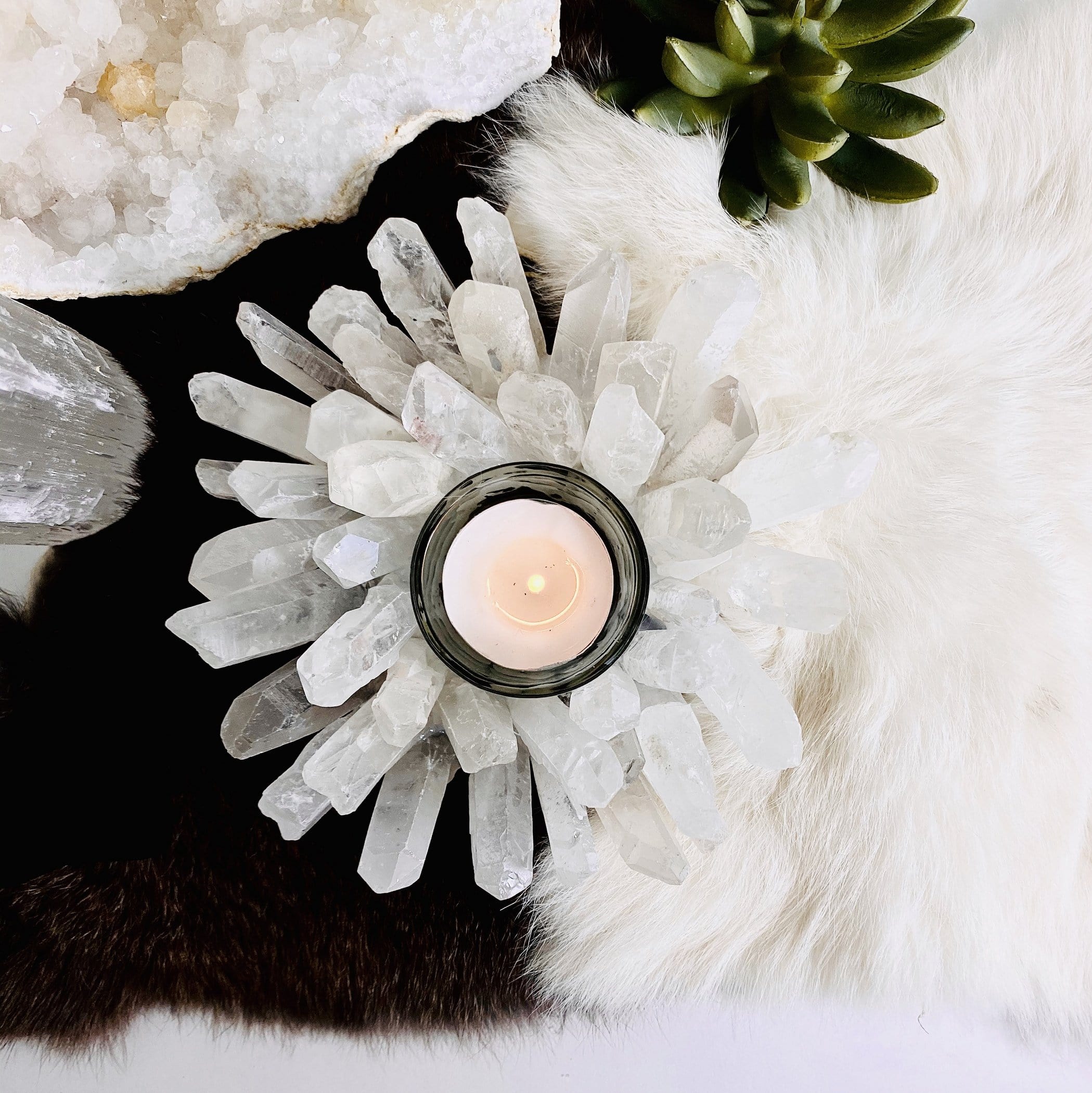 Crystal Quartz Point Candle Holders 