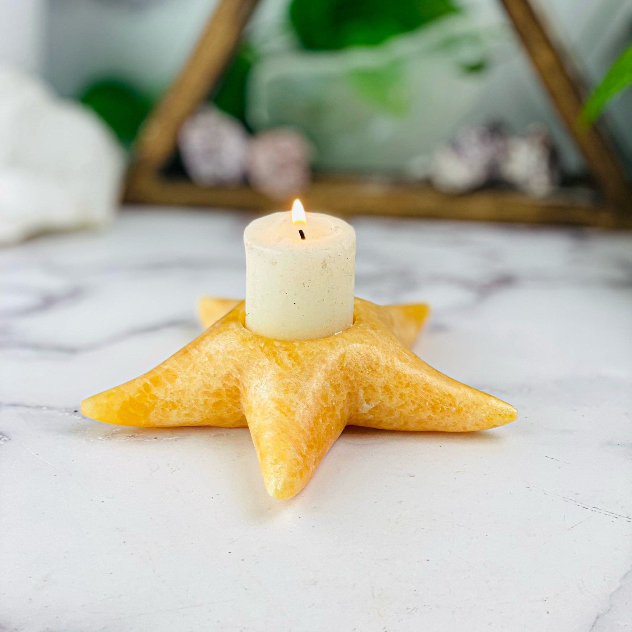 Orange Calcite Starfish Candle Holder - Tea Light (UP5-02-A)