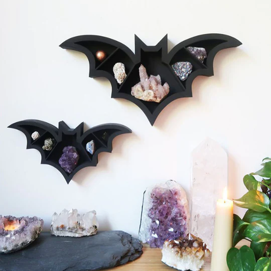 Black Bat Hanging Crystal Shelf
