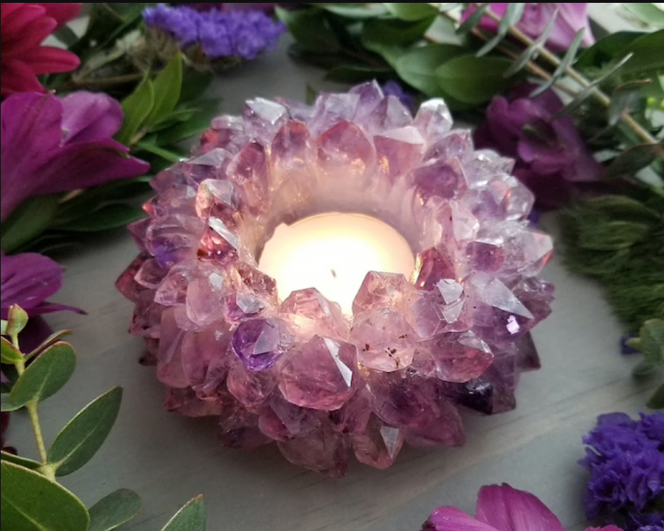 Beautiful Amethyst Candle Holder