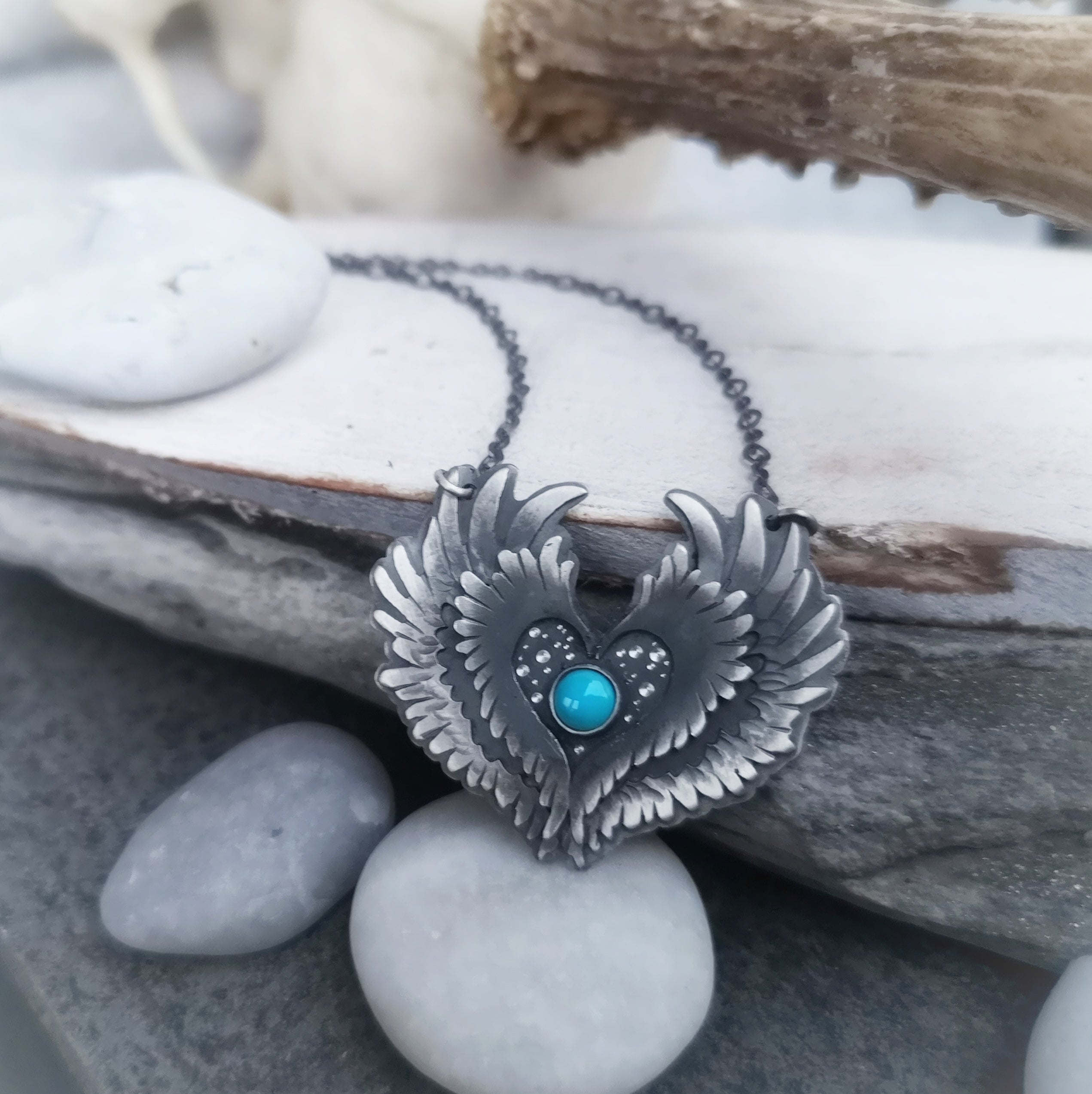Be Brave - Winged Turquoise Necklace