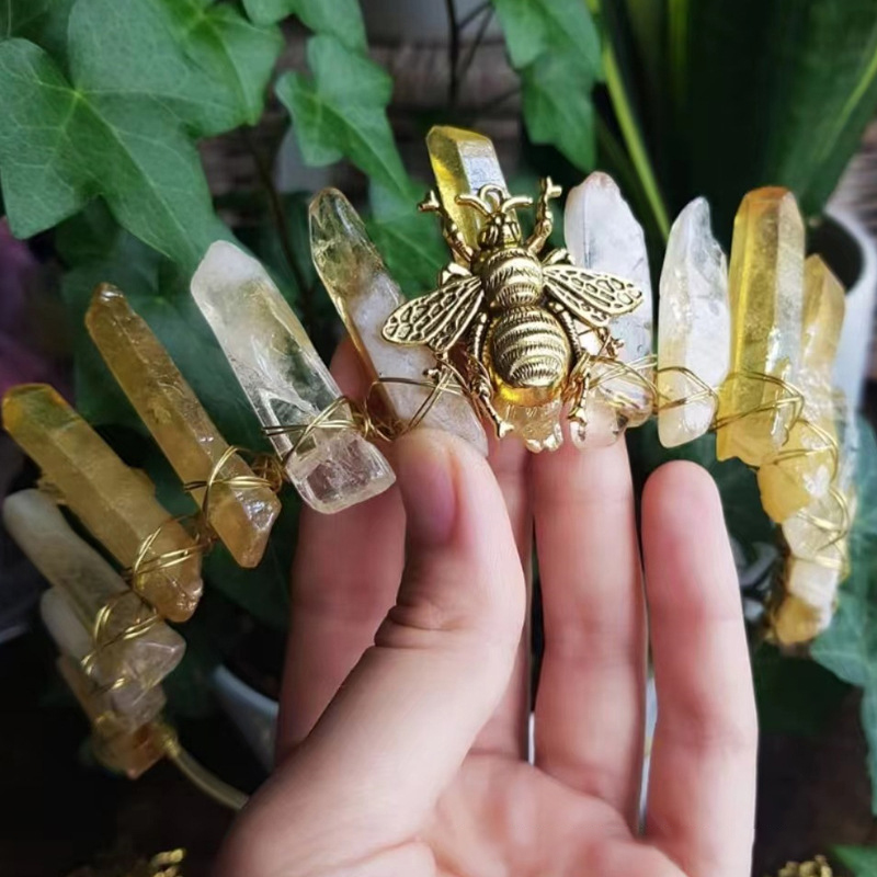 Natural Citrine Crown With Bee