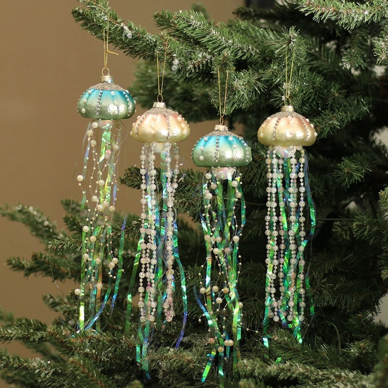  Glass and Bead Jellyfish Large Tree Decoration