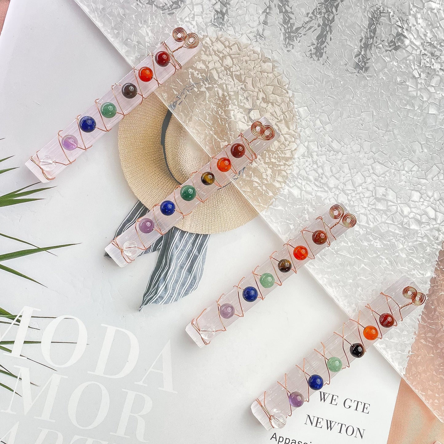 7 Chakra Crystal Selenite Stick Healing Crystals Collection