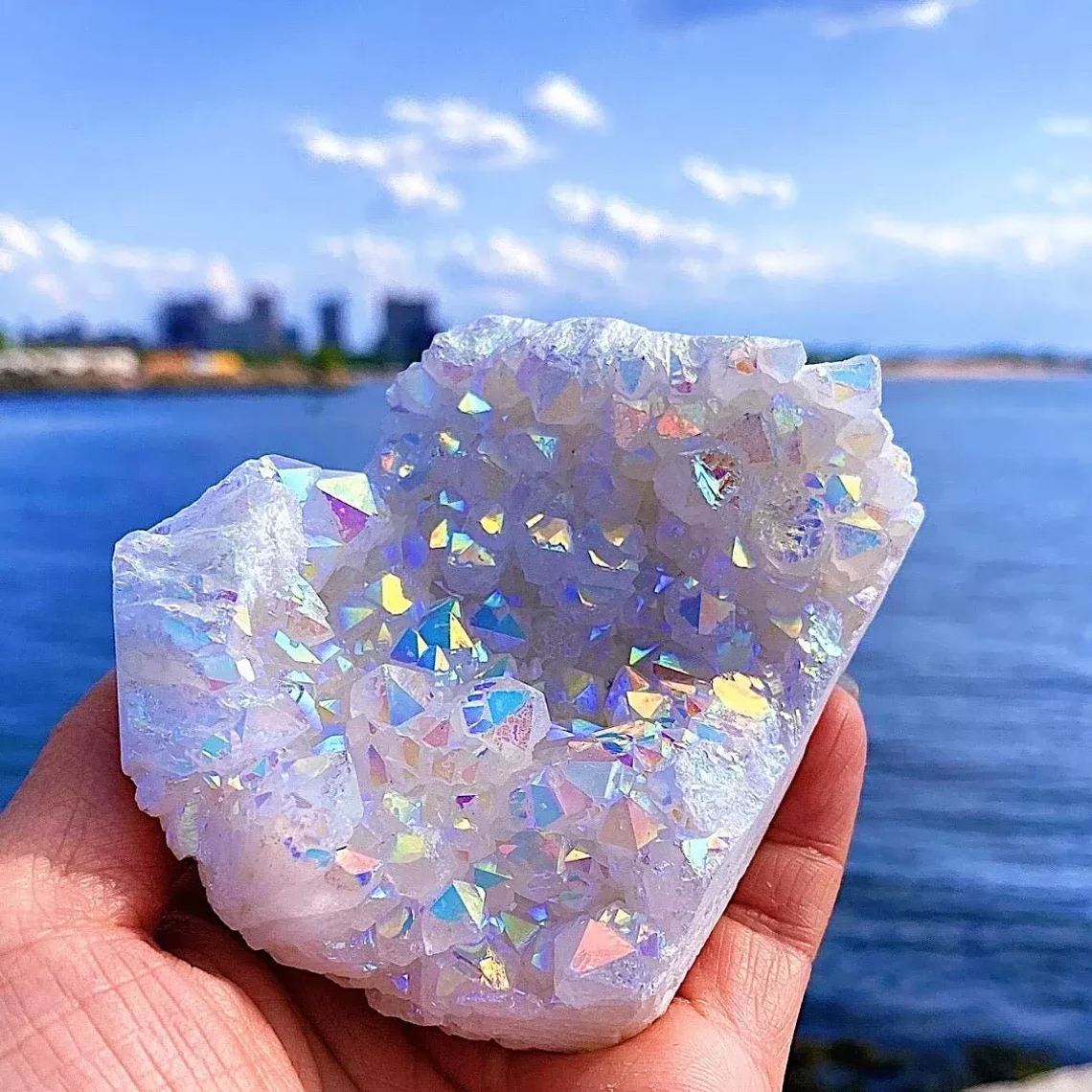 Angel Aura Cluster - Rainbow Crystal