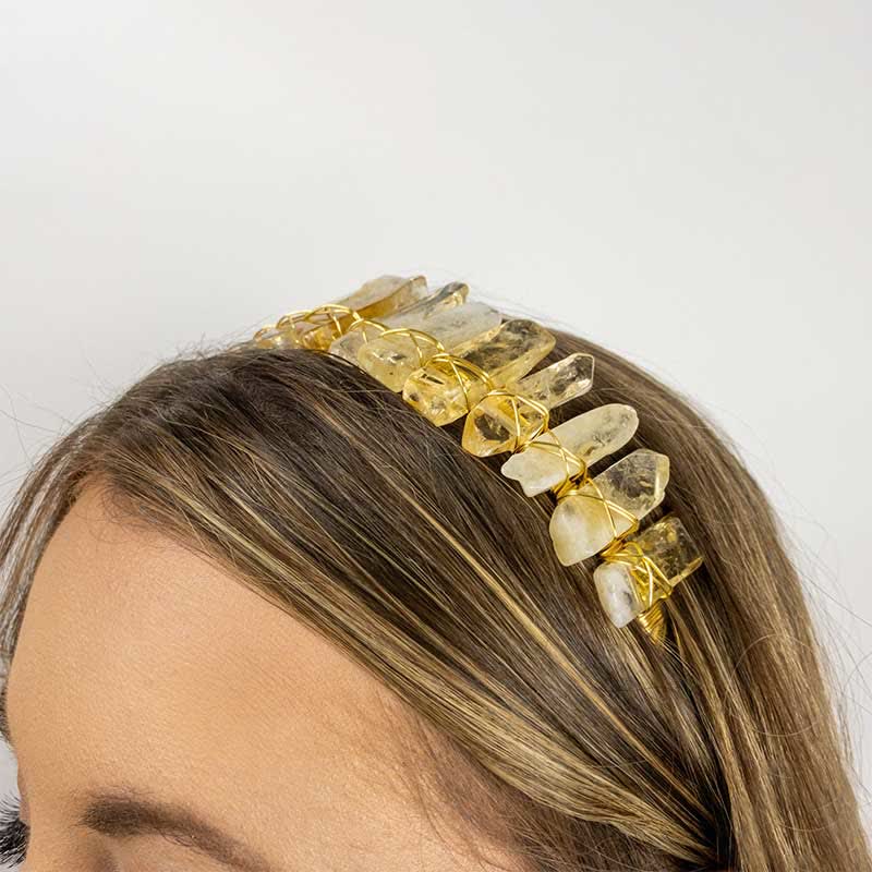 Citrine Gold Bridal Headband Crystal Crown