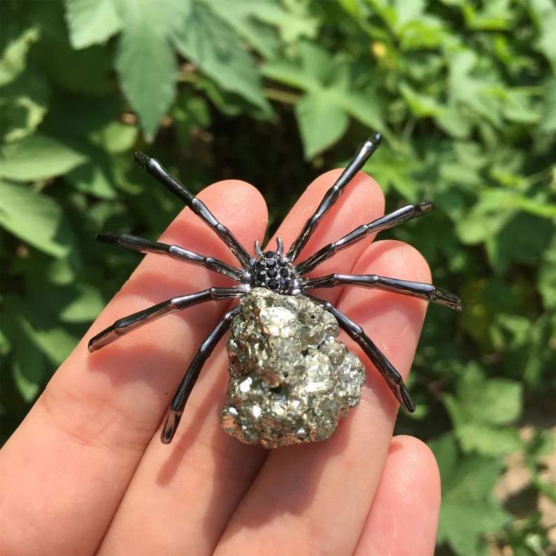 Natural Chalcopyrite Spider