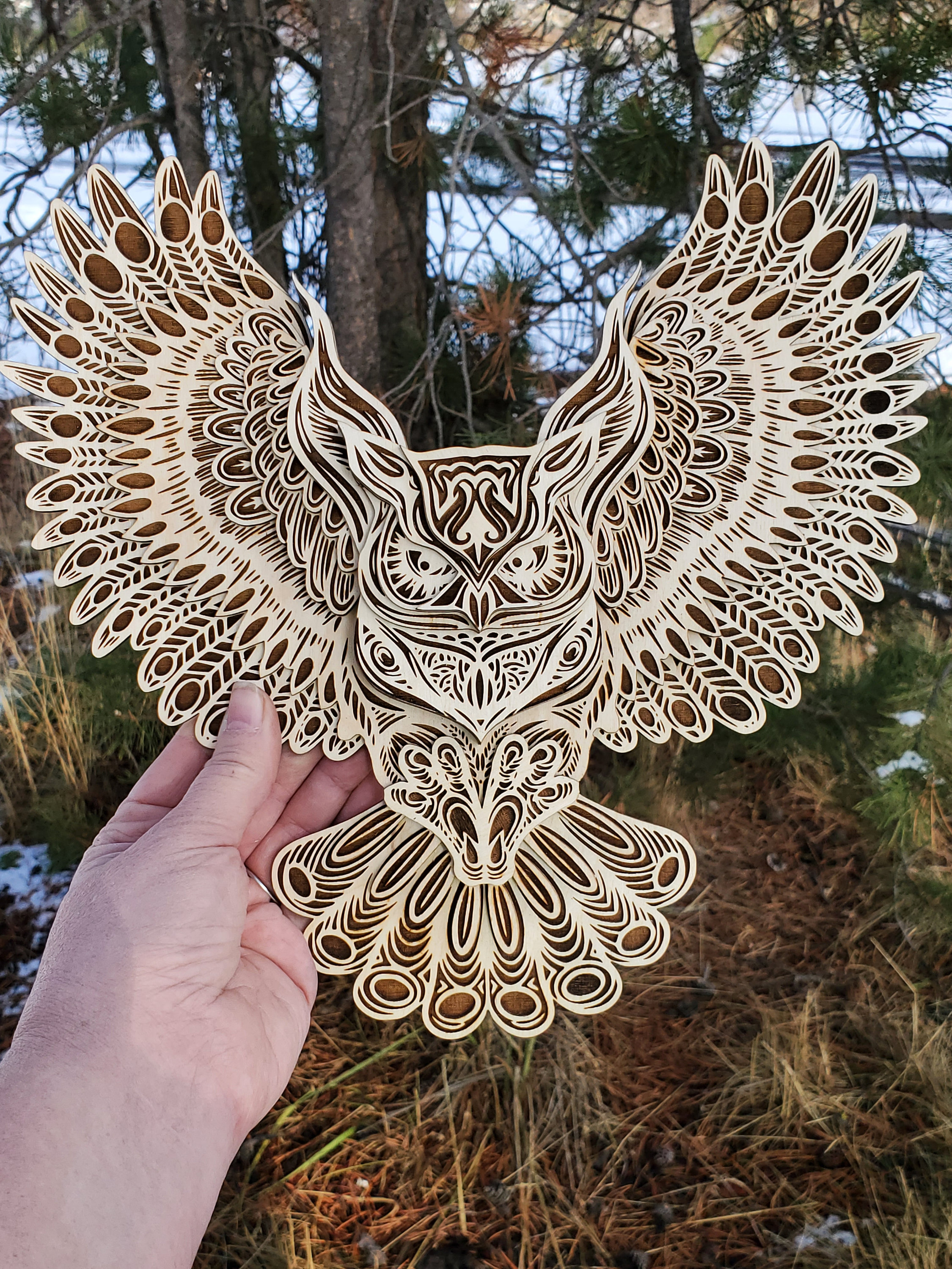 Mother's Day Sale!|Handmade Wooden Owl Mandala