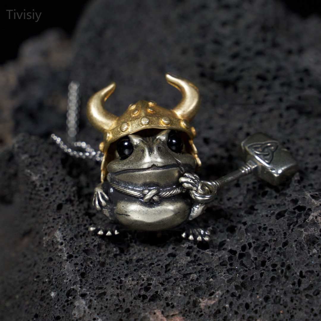 Helmet Hammer Frog Detachable  Necklace