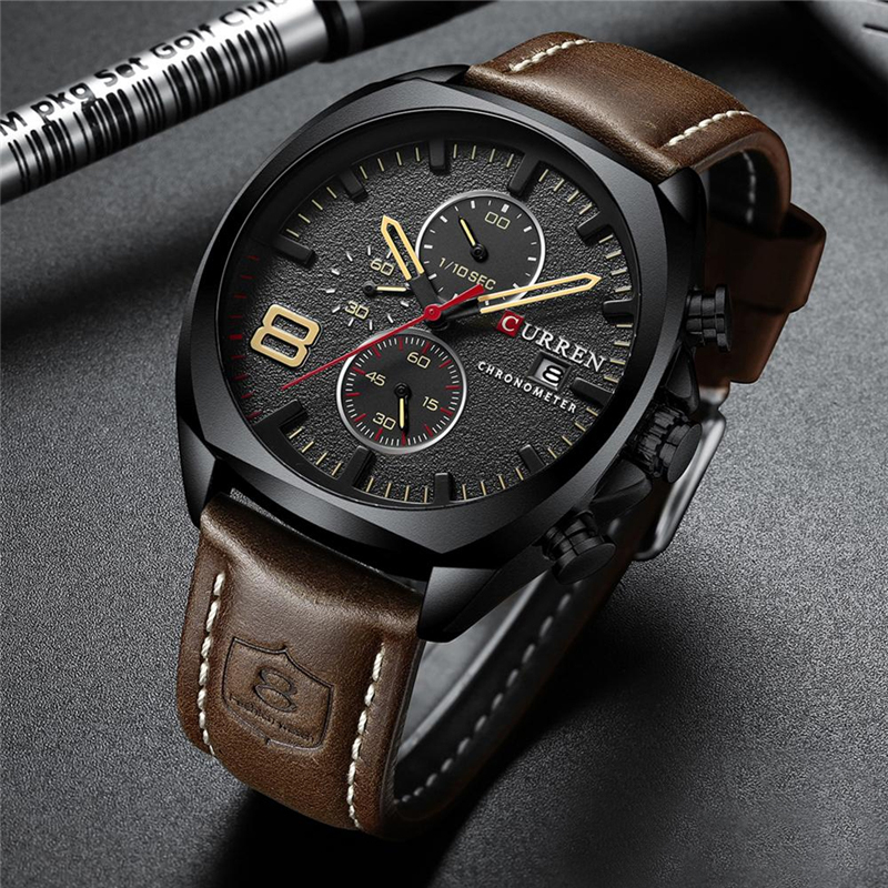 Sports Quartz Watch Leather Waterproof Watch