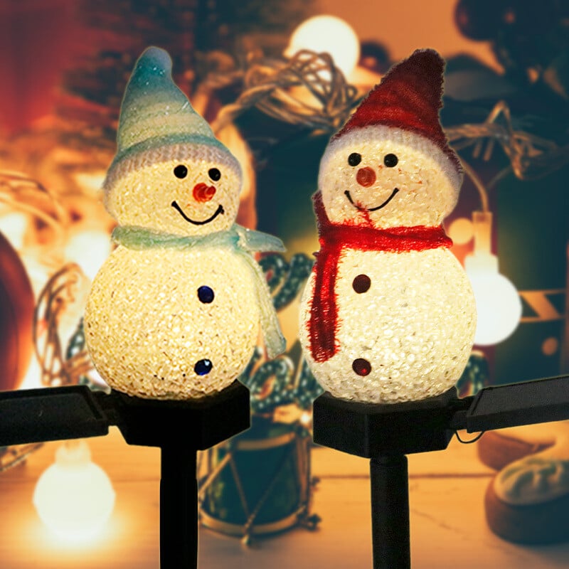 solar snowman lantern