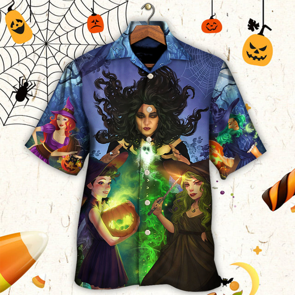 Halloween Magic Witch Ghost In The Dark Forest Art Style - Hawaiian Shirt