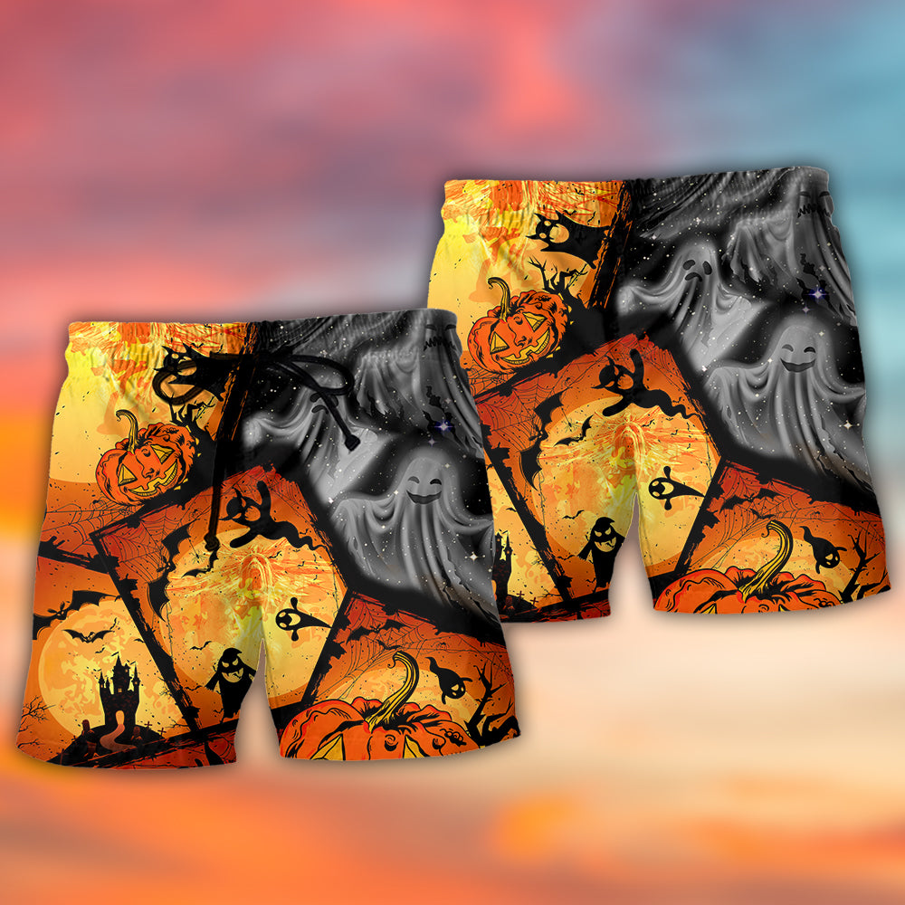 Halloween Ghost Pumpkin Scary - Beach Short