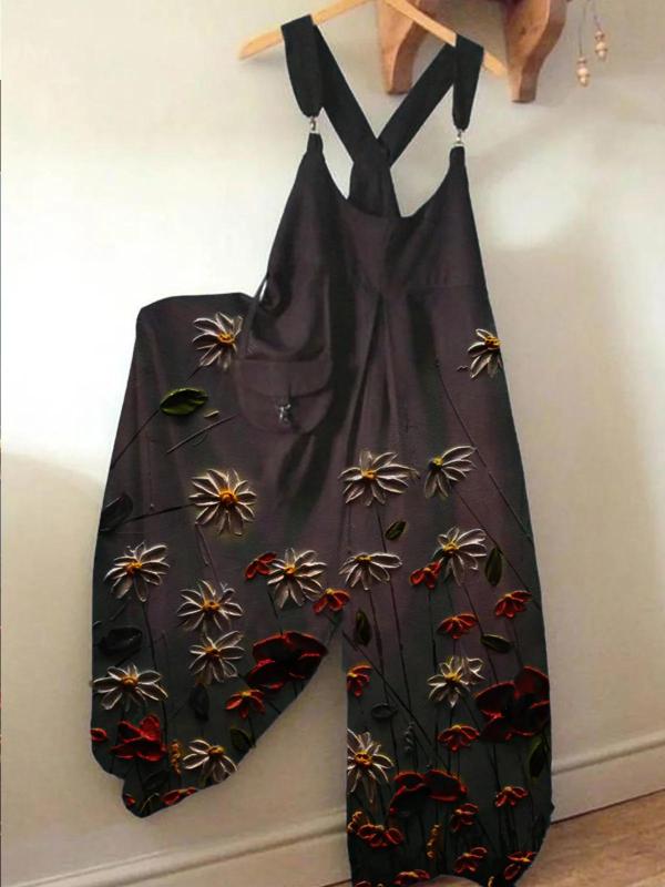 casual floral one piece jumpsuit