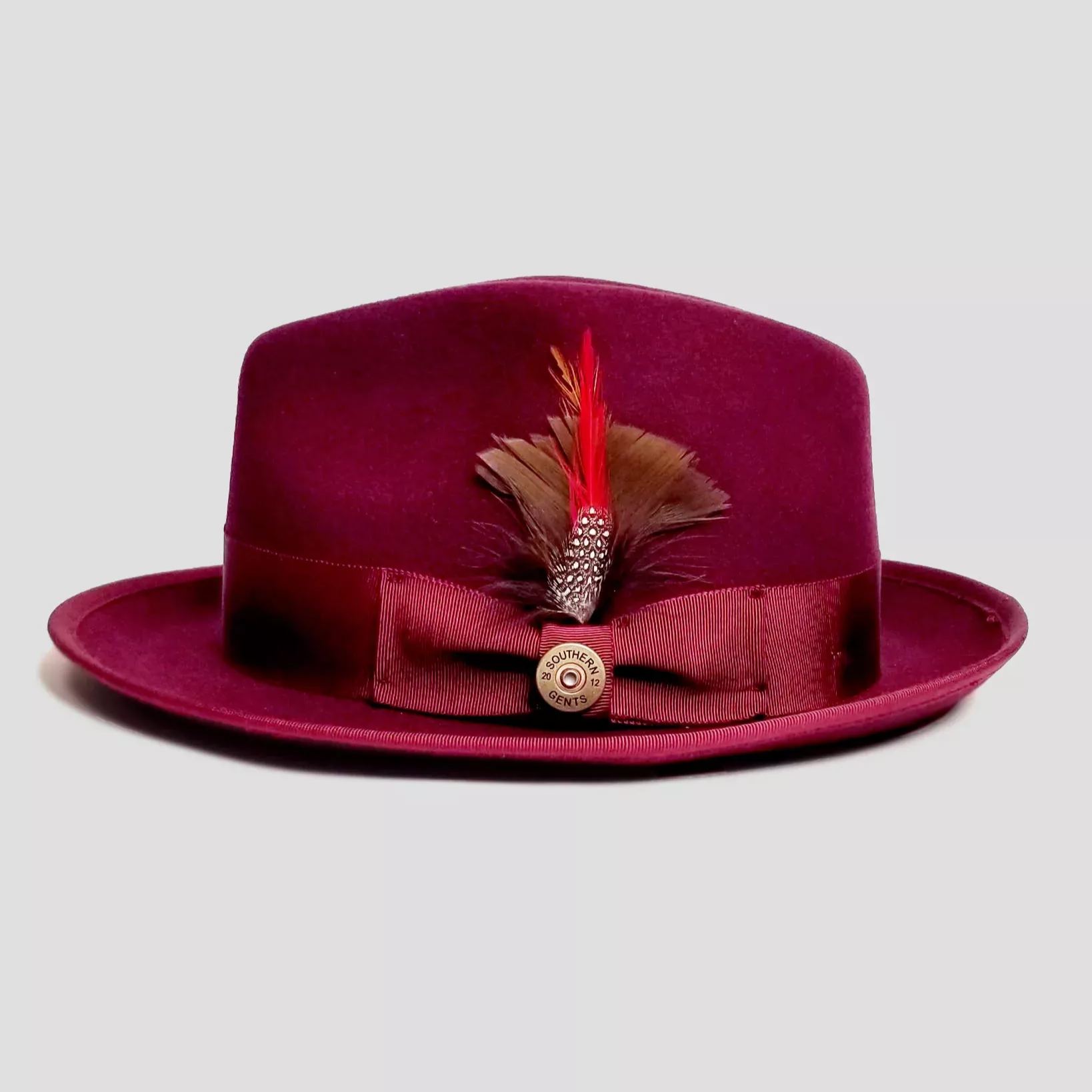 Trilby Fedora – Burgundy[Fast shipping and box packing]