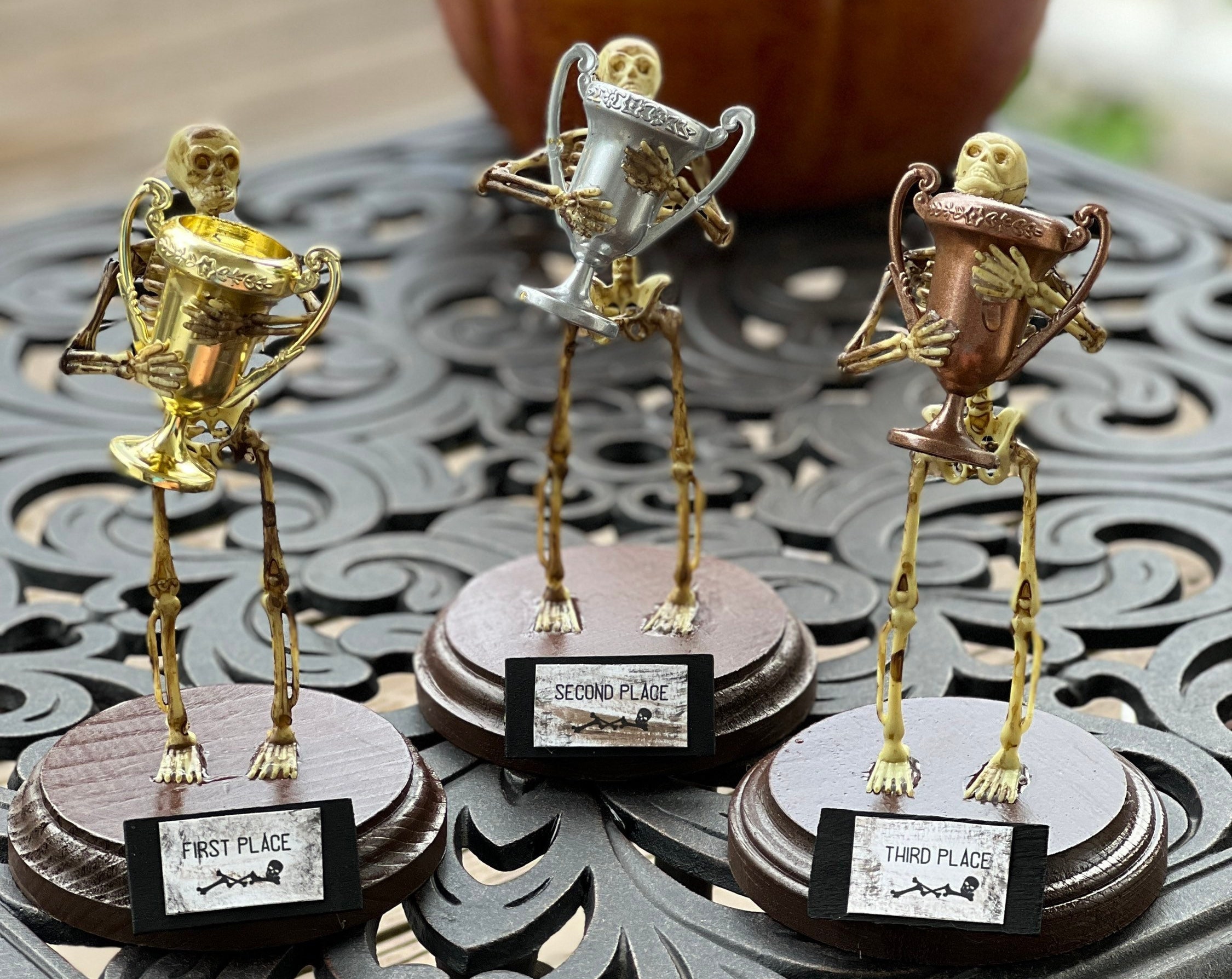 Gold/Silver/Bronze Trophy Winner - Halloween Skeleton Party Trophy