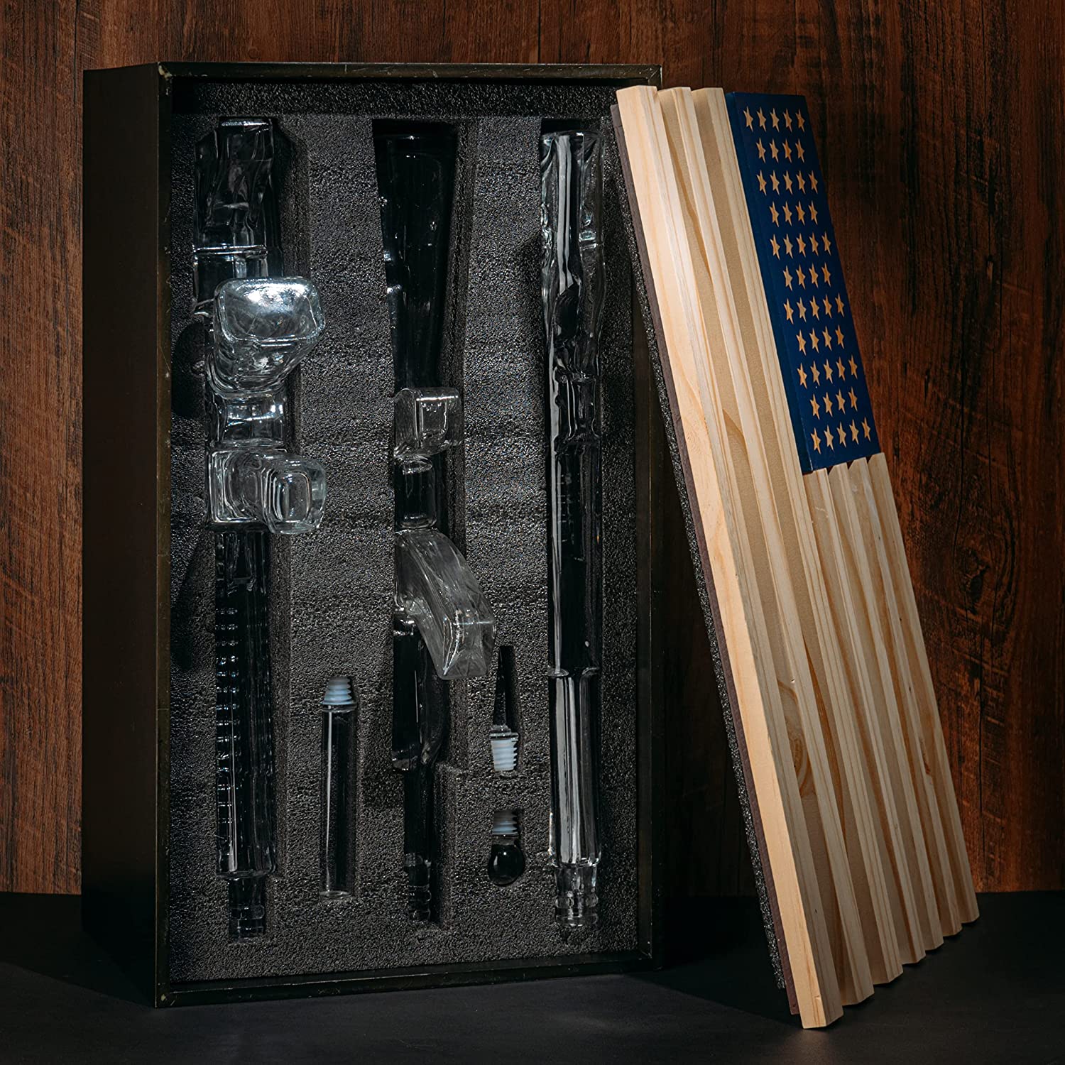 3 Gun Whiskey Decanters Set AR15, AK47, & Rifle Gun Decanter Set 1000m