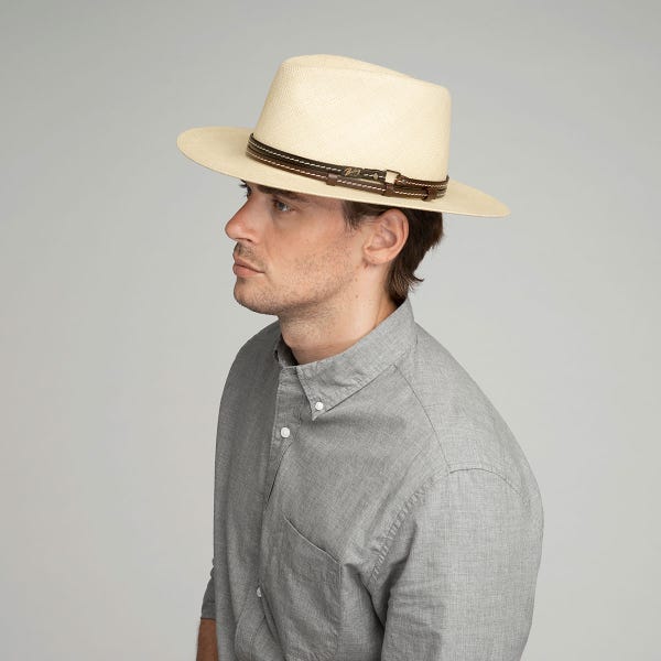 Brisa Weave Genuine Panama hat-MORDEN-2-tone leather band[BUY 2 FREE S