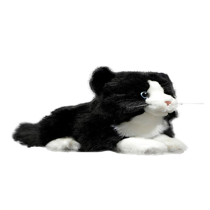 Black and White Tabby Cat Soft Plush Toy