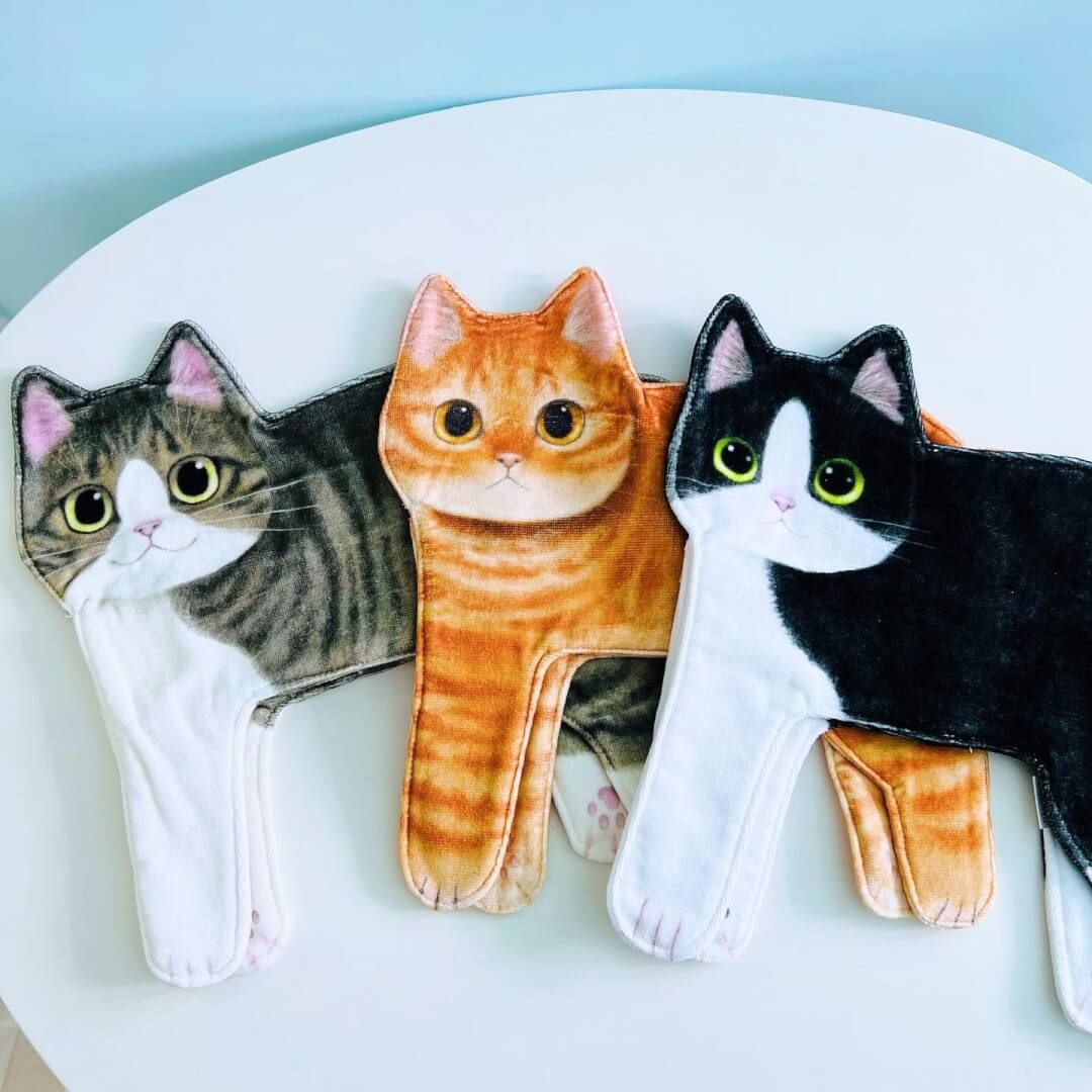 Monorail Cat Hand Towels Hanging in Bathroom Kitchen for Cat Lovers