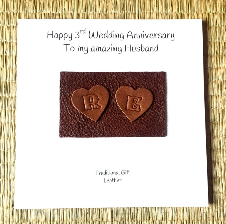 Custom 3rd Wedding Anniversary Leather Card 