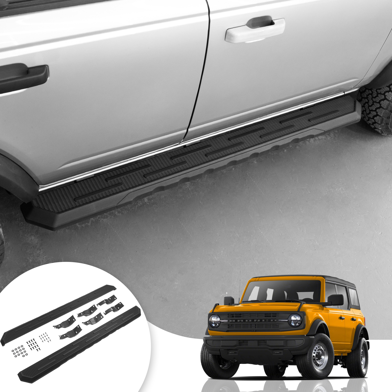 Xipex 2021 2022 2023 Ford Bronco 4-Door Running Boards Side Steps (Upg