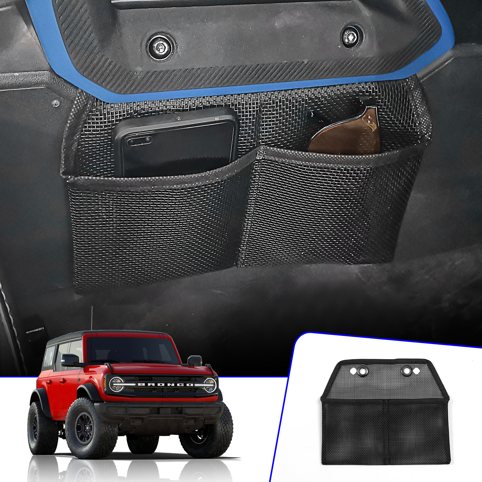 Xipex 2021 2022 Ford Bronco Mesh Center Console Hanging Organizer
