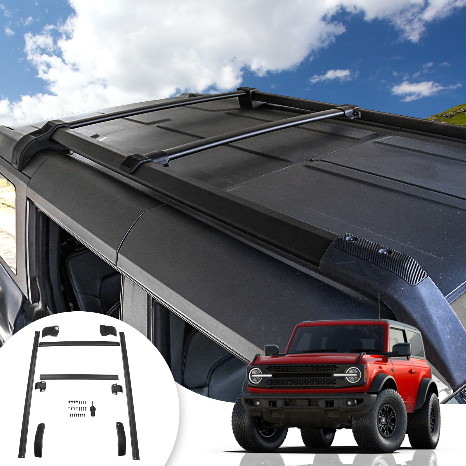 Xipex 2021 2022 2023 Ford Bronco 4-Door Roof Rack Rails Cross Bars Kit