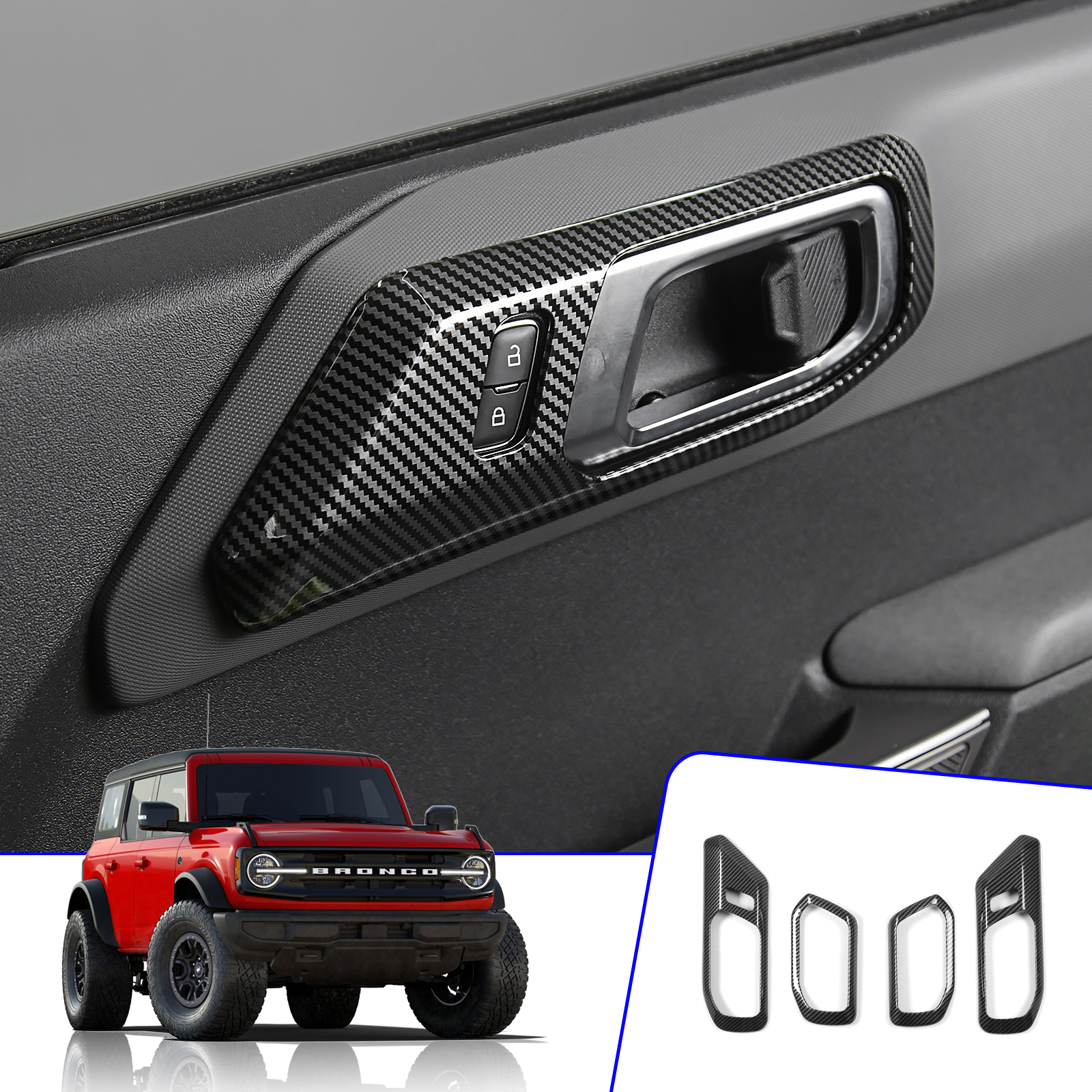 Xipex 2021 2022 Ford Bronco 4-Door Inner Door Handle Frame Sticker 