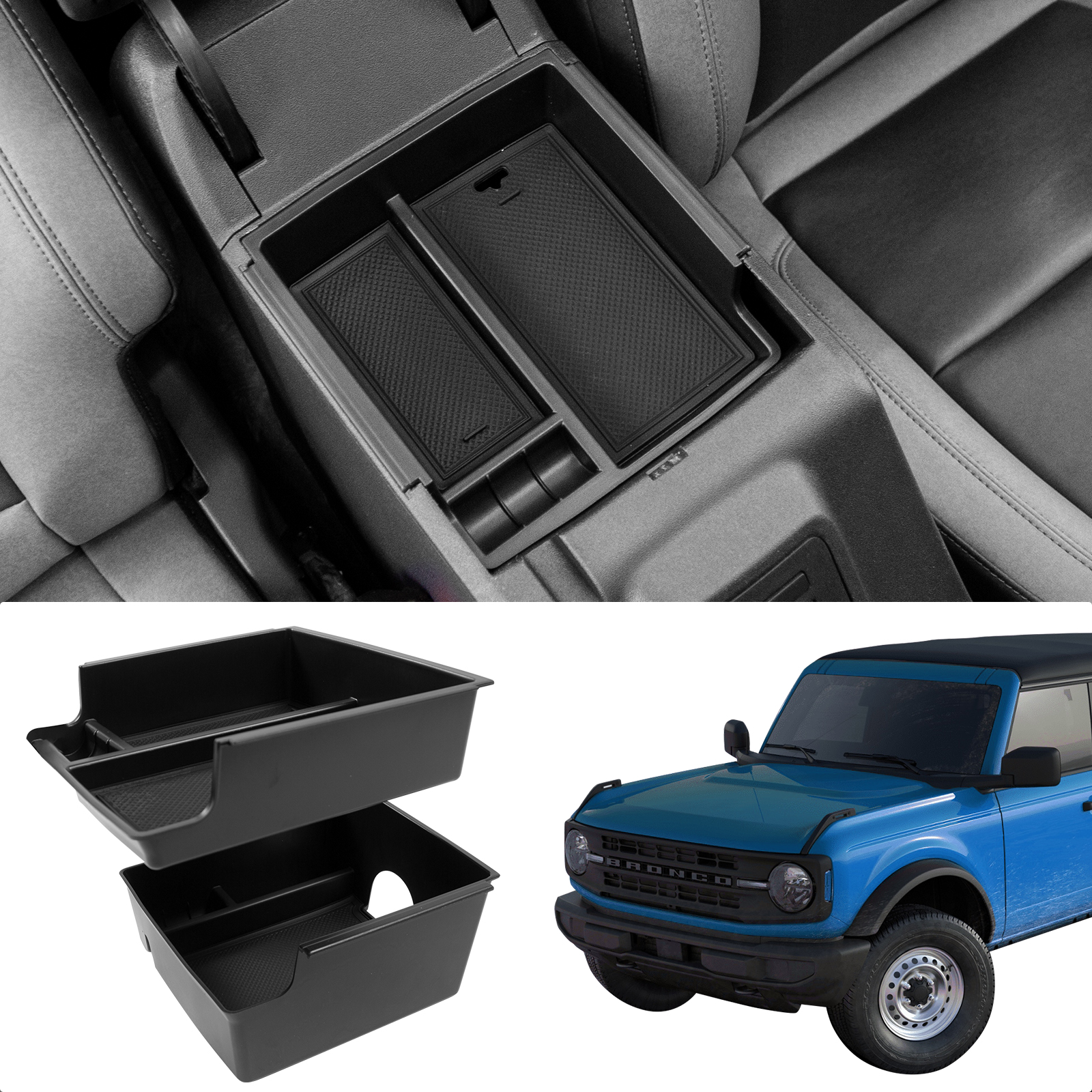 Xipex 2021 2022 Ford Bronco Interior Center Console Storage Box (Set of 2pcs)