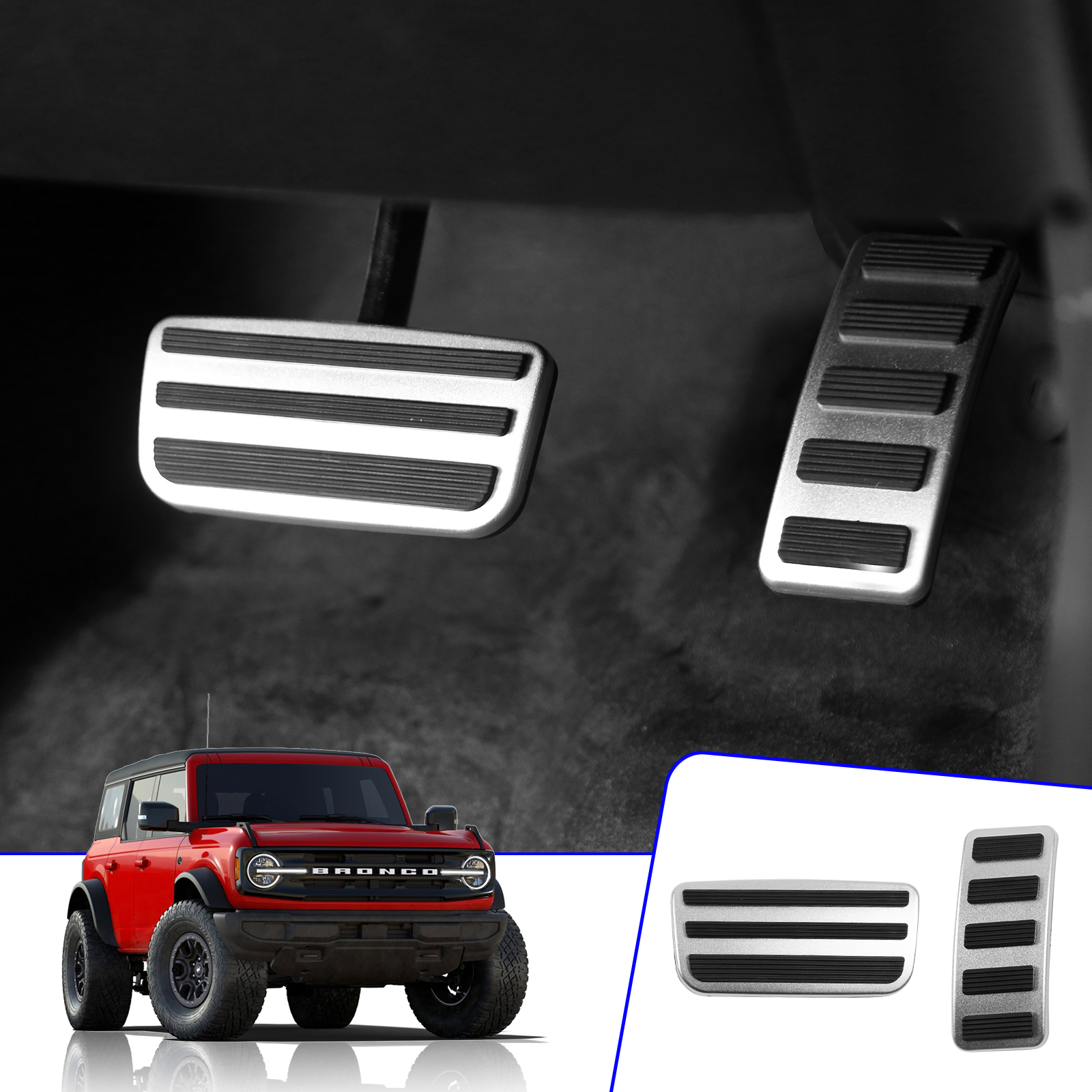 Xipex 2021 2022 Ford Bronco 2/4-Door Gas Brake Pedal Covers