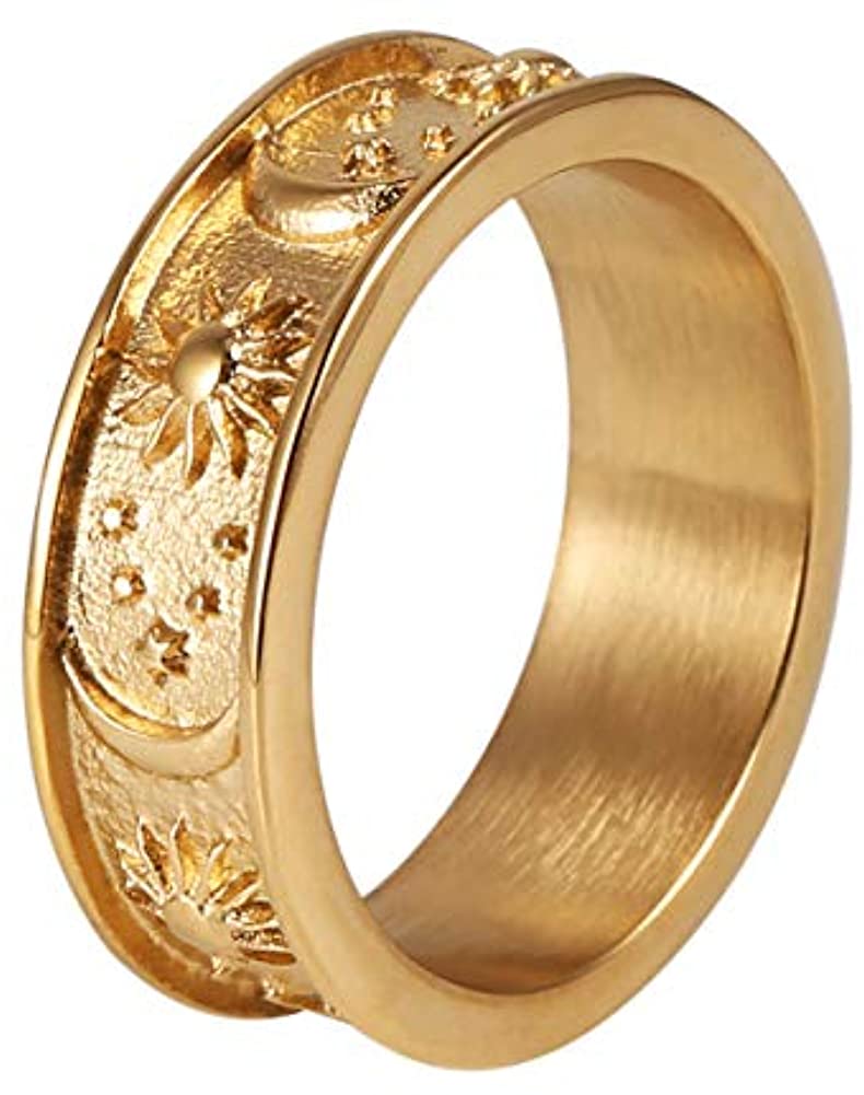 😄2Exquisite Stainless Steel Ring for Men Retro Male Index Finger Ring Band Religious Buddhism Lucky Jewelry