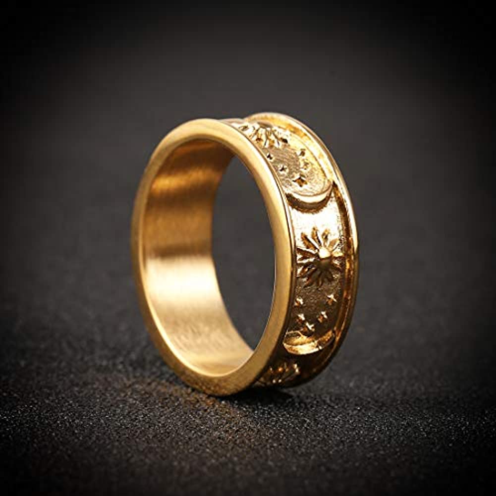 😄2Exquisite Stainless Steel Ring for Men Retro Male Index Finger Ring Band Religious Buddhism Lucky Jewelry