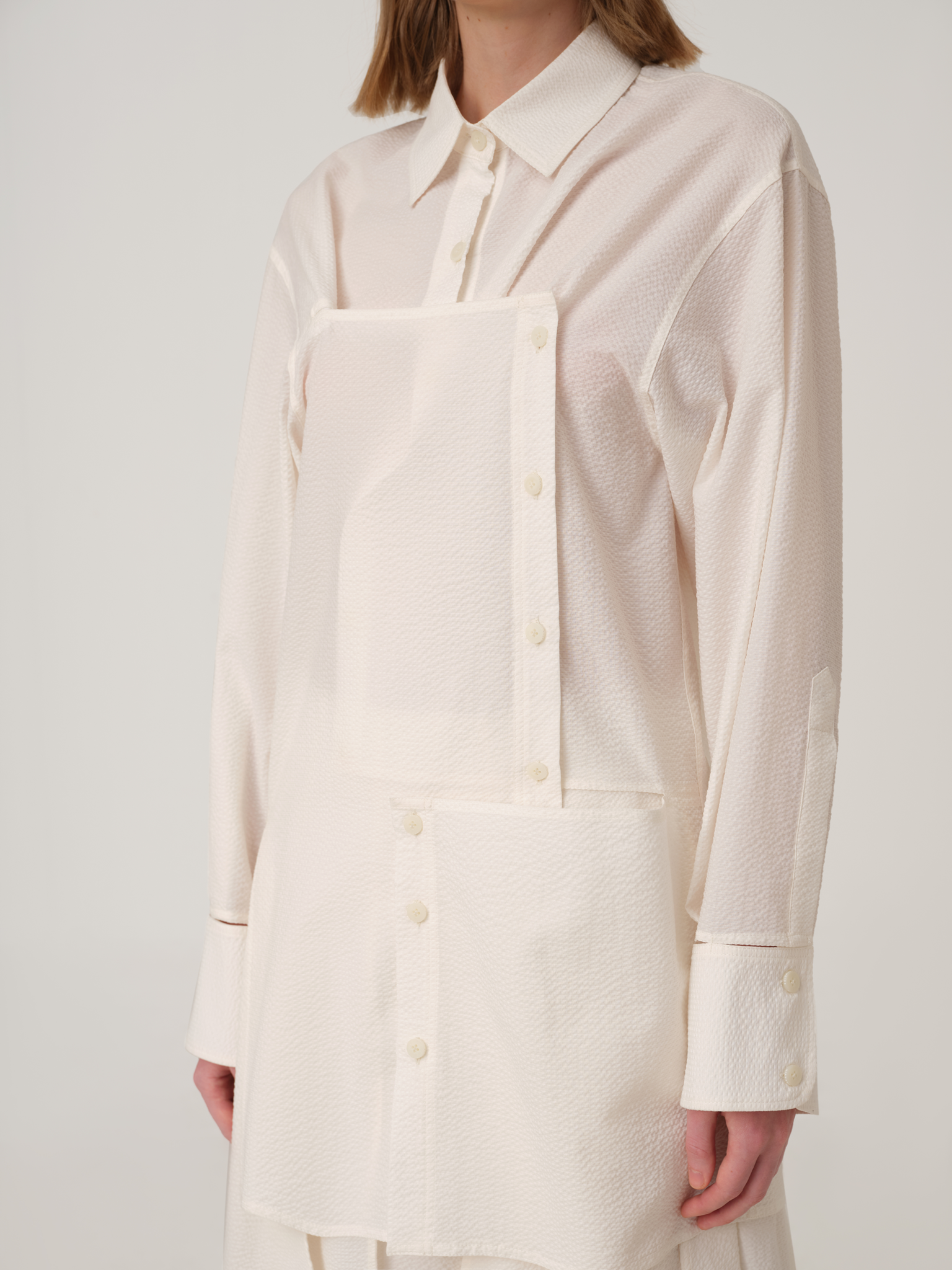 OVERSIZED LONG SLEEVE CUT-OUT COTTON SHIRT