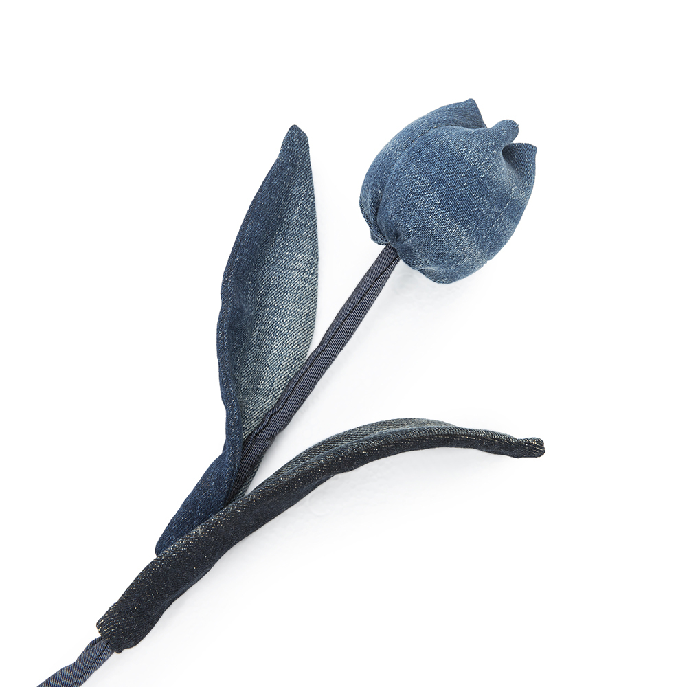 handfmade flower Tulip denim blue classic with leaves