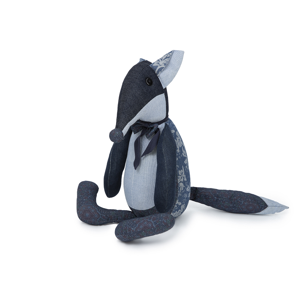 Dark Blue Tiny Fox Doll With Bow Tie