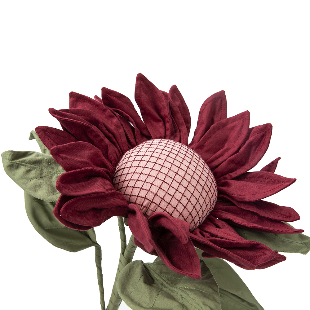 Red handmade sunflower Simulation Flower Woven Diy Knitting Bouquet Finished Product