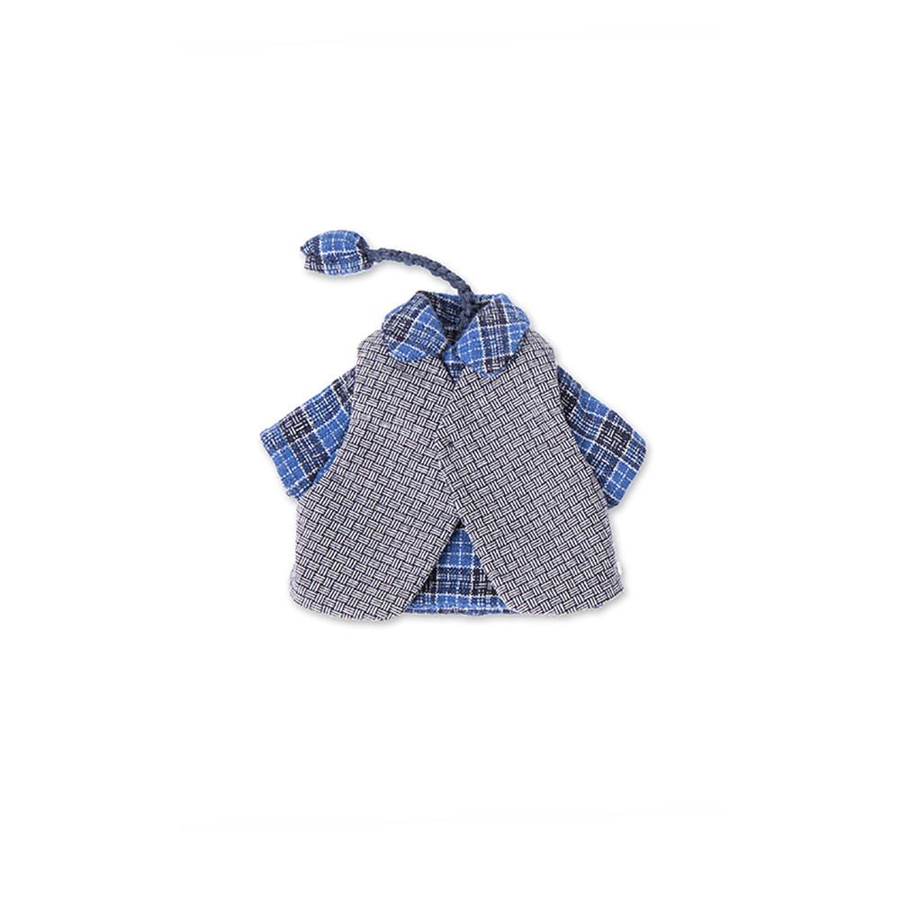 Unique Vintage DIY  blue plaid shirt keychain