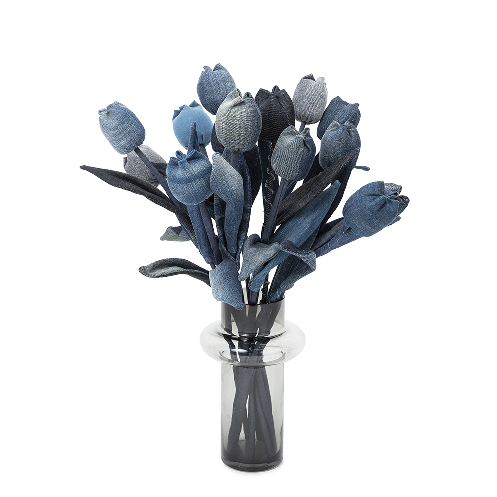 handmade flower Tulip cloth diy-blue bouquet tulips with vase