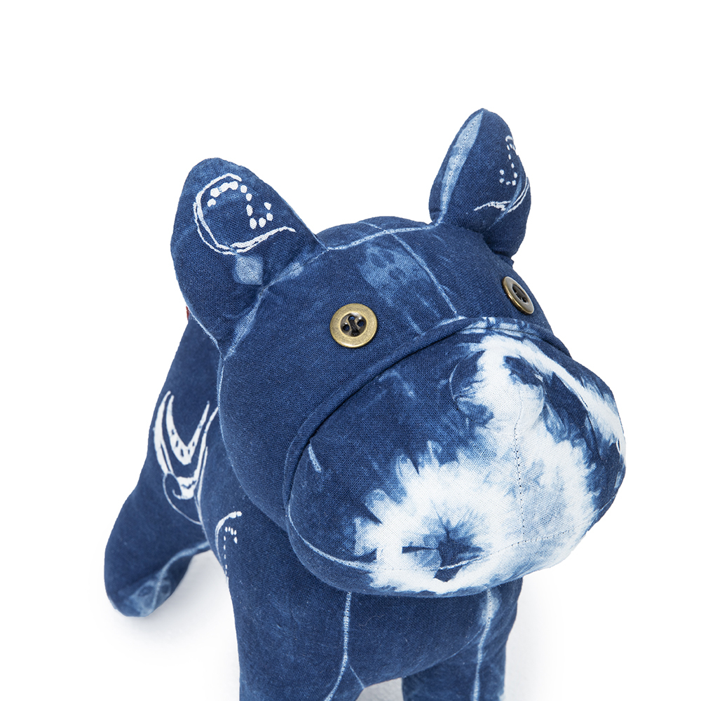 White Tie-Dye Stuffed Batik bulldog Doll