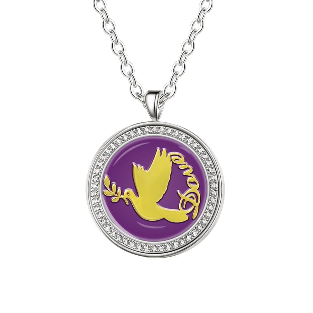 Custom Stamp Necklace with Peace Dove for Women