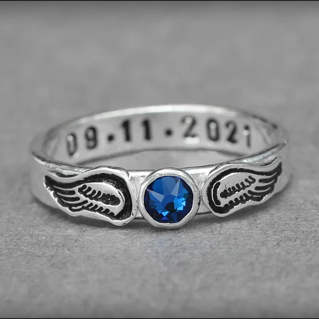 Angel Wings Birthstone Ring