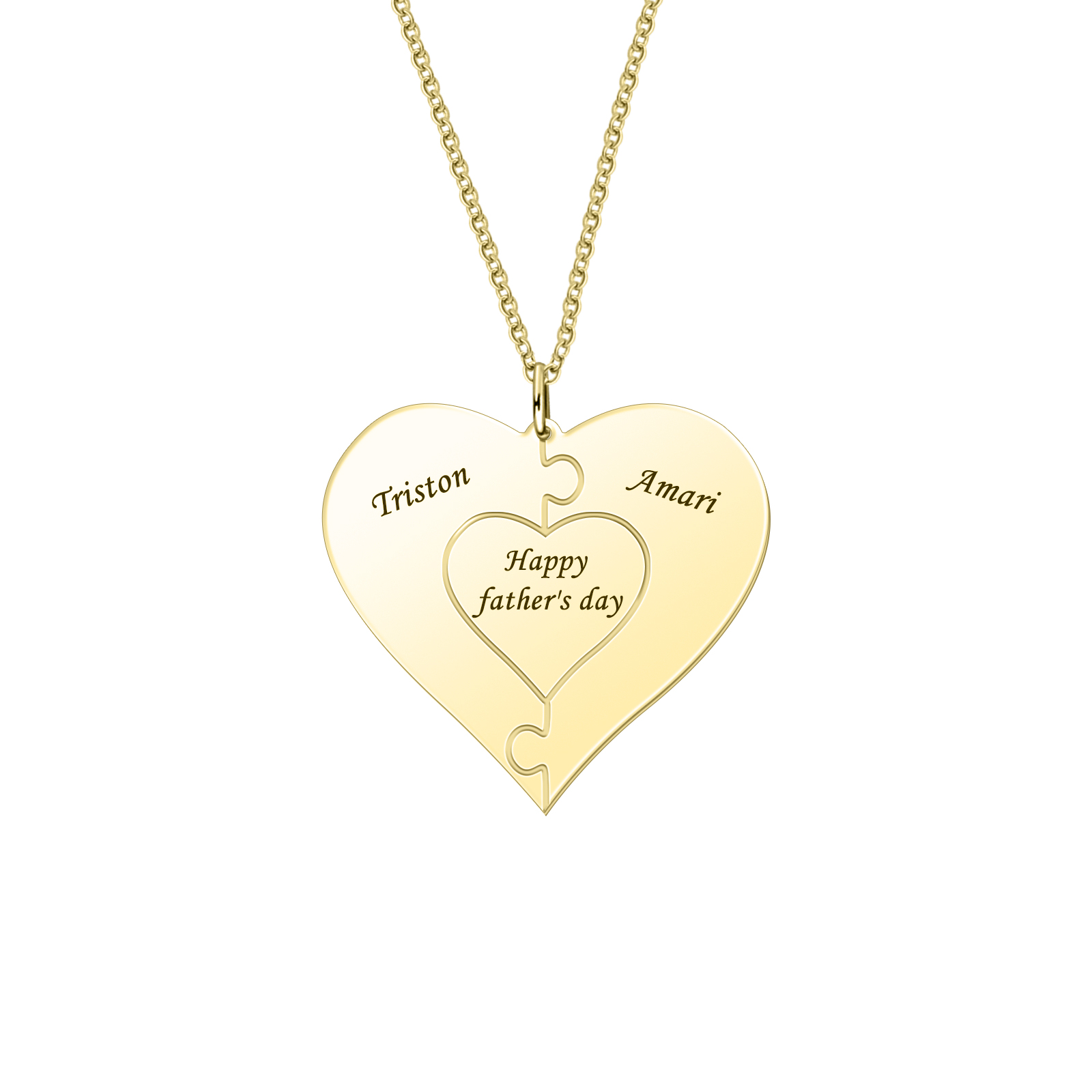 Custom Name Puzzle Stitching Pendant Necklace Heart Necklace in Gold Plating