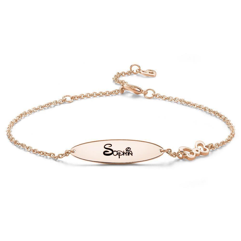 Engraved Personalized Bracelet Name Jewelry, Name Bracelet Rose Gold Plated