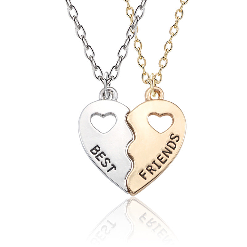 BFF Friendship Heart Necklace with 2 Pieces-YITUB