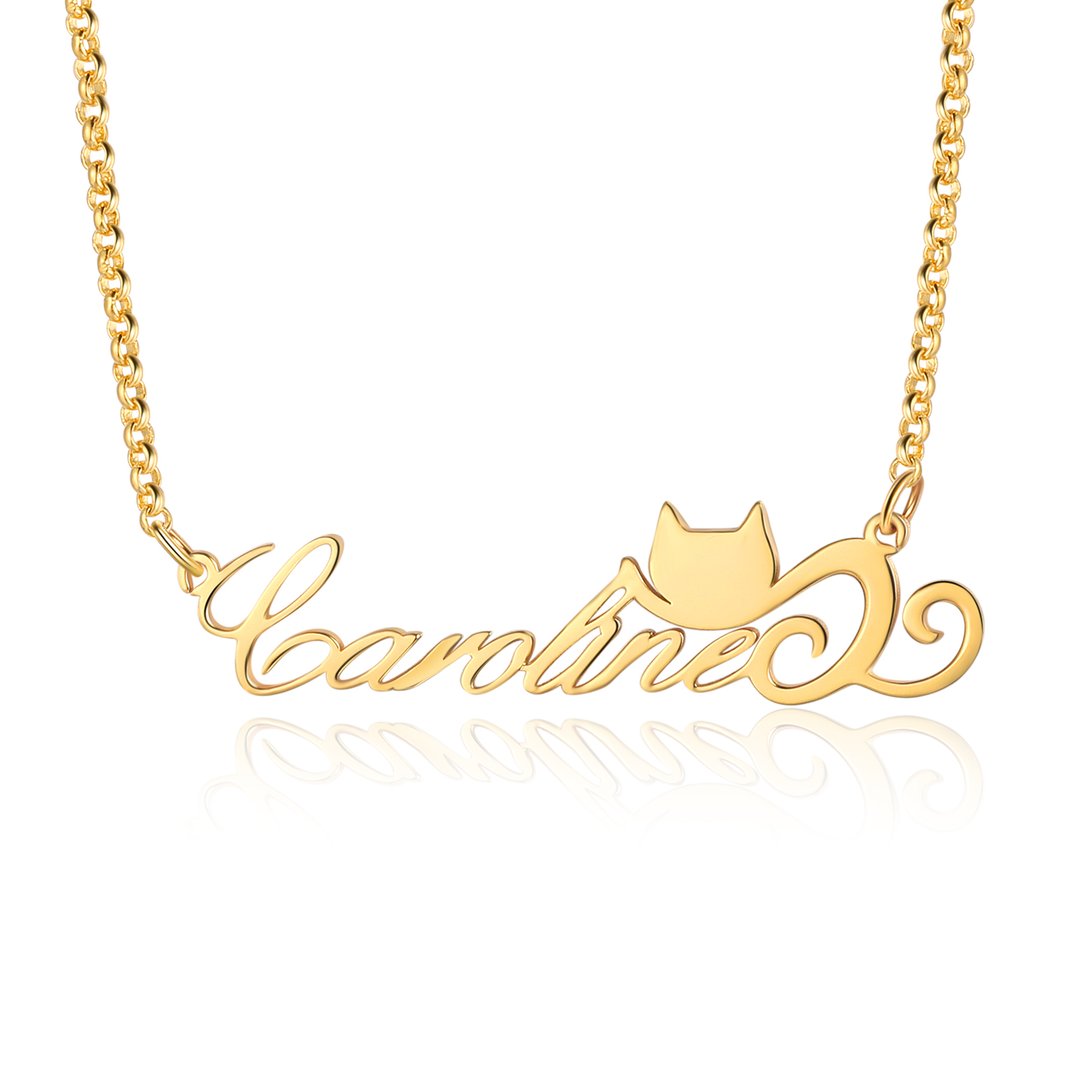 Personalized Name Necklace with Cat Avatar